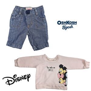 Kids 6-9 Month Disney Mickey Minnie Osh Kosh Matching Sweater & Jean Set